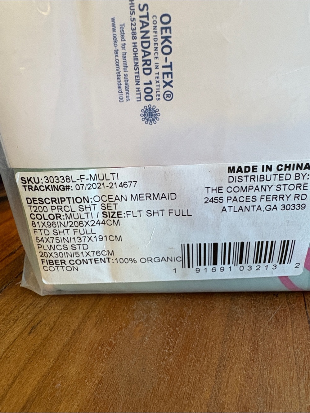 The Company Store Full size Organic Percale sheet set Ocean Mermaid NWT - Picture 4 of 4